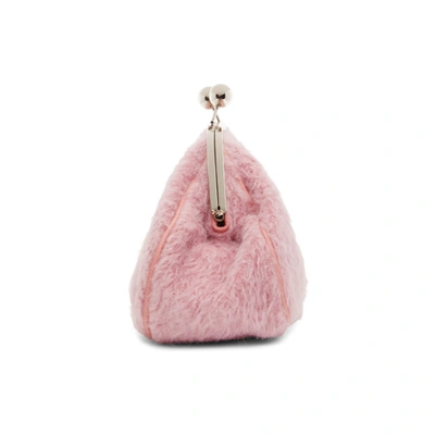 Shop Marina Moscone Pink Alpaca Micro Coin Purse In Lilac