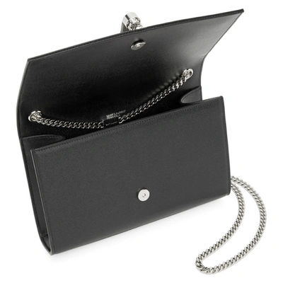 Shop Saint Laurent Black Medium Kate Tassel Chain Wallet Bag In 1000 Black