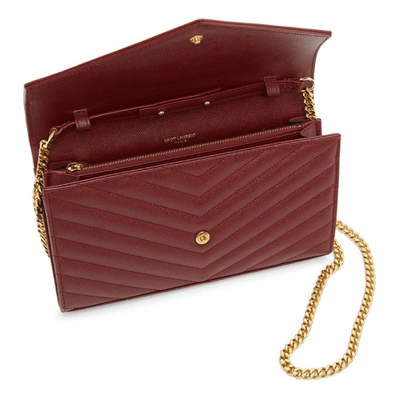 Shop Saint Laurent Red Monogramme Chain Wallet Bag In 6008 Red Op