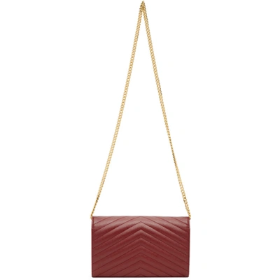 Shop Saint Laurent Red Monogramme Chain Wallet Bag In 6008 Red Op