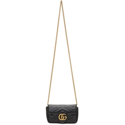 Shop Gucci Black Super Mini Gg Marmont Bag In 1000 Black