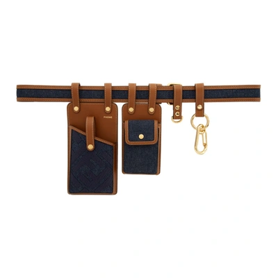 Shop Fendi Indigo Denim Multi Pockets Belt Bag