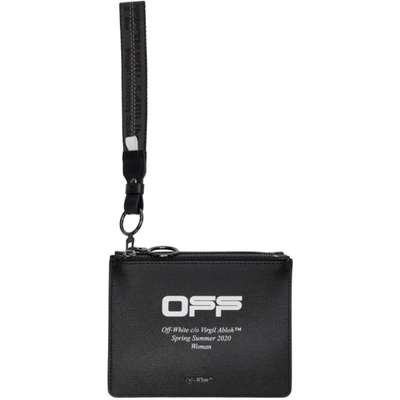 Shop Off-white Black Wavy Logo Pouch In Black/white