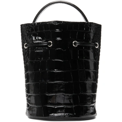 Shop Balenciaga Black Shiny Croc Xs Everyday Bucket Bag In 1000 Black