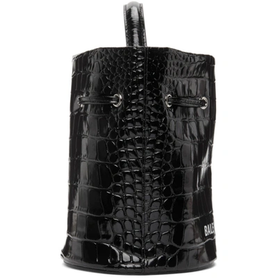 Shop Balenciaga Black Shiny Croc Xs Everyday Bucket Bag In 1000 Black