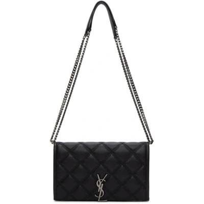 Shop Saint Laurent Black Becky Chain Wallet Bag In 1000 Black
