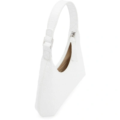 Shop By Far White Croc Baby Amber Shoulder Bag In Pure White