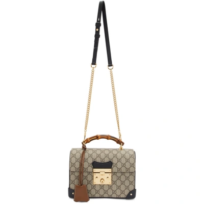 Shop Gucci Beige Small Gg Supreme Padlock Bag In 9861 Black