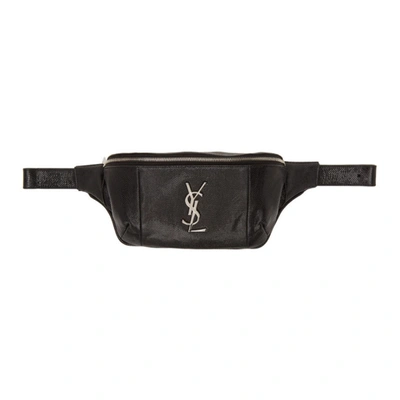 Shop Saint Laurent Black Snake Classic Monogramme Belt Bag In 1000 Black