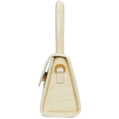 Shop By Far Off-white Croc Mini Bag In Ce Cream