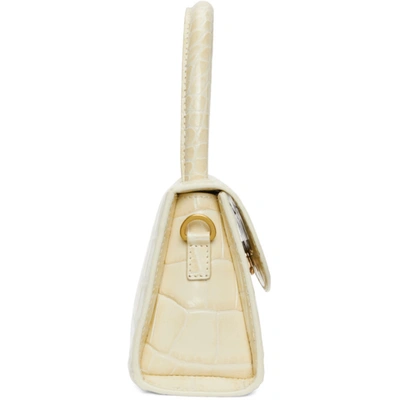 Shop By Far Off-white Croc Mini Bag In Ce Cream