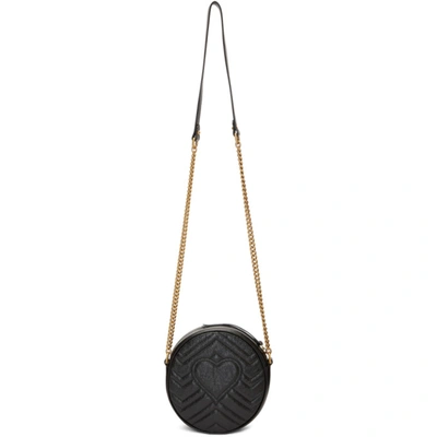 Shop Gucci Black Mini Gg Marmont Round Bag In 1000 Black