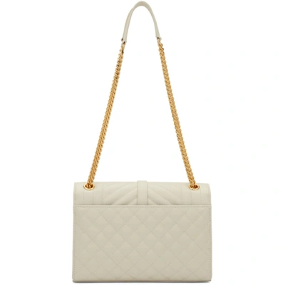Shop Saint Laurent Off-white Medium Envelope Bag In 9207 White