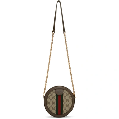 Shop Gucci Beige Mini Gg Supreme Round Ophidia Bag In 8745 Beige