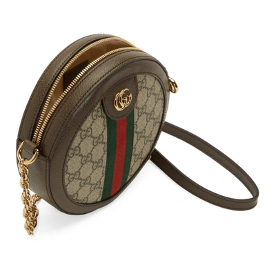 Shop Gucci Beige Mini Gg Supreme Round Ophidia Bag In 8745 Beige