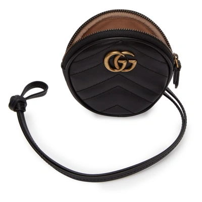 Shop Gucci Black Round Gg Marmont 2.0 Coin Pouch In 1000 Black