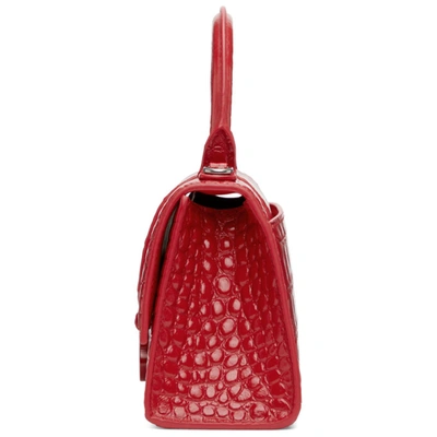 Shop Balenciaga Red Croc Xs Hourglass Bag In 6404 Brtred