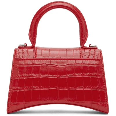 Shop Balenciaga Red Croc Xs Hourglass Bag In 6404 Brtred