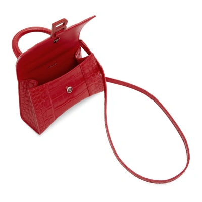 Shop Balenciaga Red Croc Xs Hourglass Bag In 6404 Brtred
