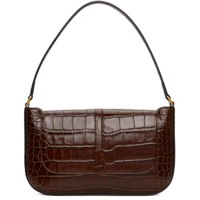 Shop By Far Brown Croc Miranda Shoulder Bag In Ne Nutella