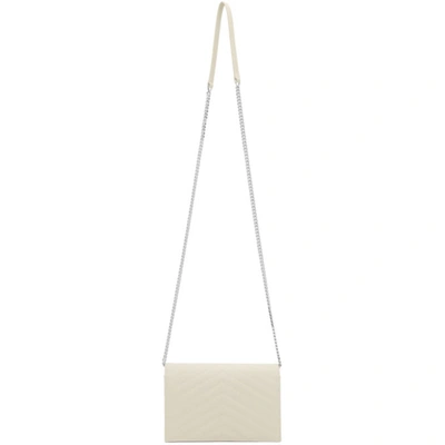Shop Saint Laurent White Monogramme Envelope Chain Wallet Bag In 9207 White