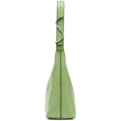 Shop Staud Green Croc Scotty Bag In Agave
