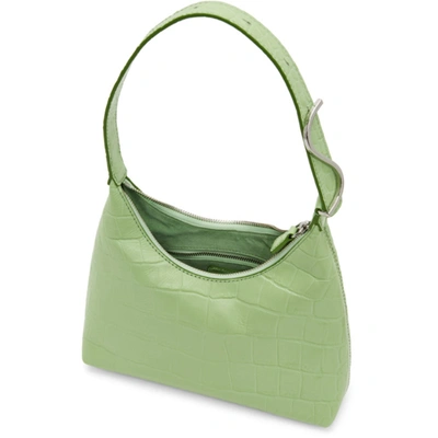 Shop Staud Green Croc Scotty Bag In Agave