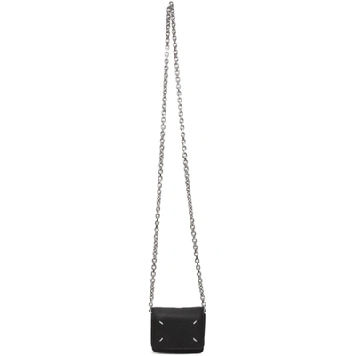 Shop Maison Margiela Black Stitch Chain Wallet Bag In T8013 Black