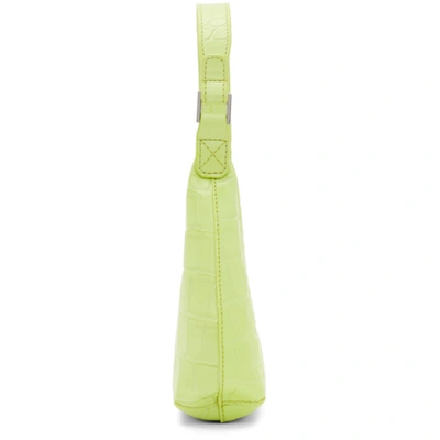 Shop By Far Green Croc Baby Amber Shoulder Bag In Mtc Matcha
