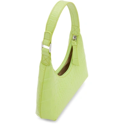 BY FAR GREEN CROC BABY AMBER SHOULDER BAG