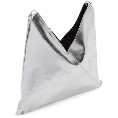 Shop Mm6 Maison Margiela Silver Metallic Triangle Shoulder Bag In T9002 Silve
