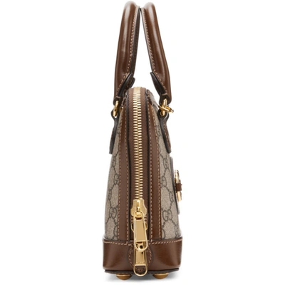 Shop Gucci Beige & Brown Small Gg ' 1955' Horsebit Bag In 8563 Brown Sugar