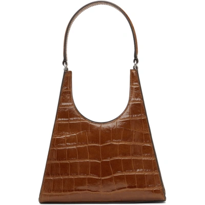 Shop Staud Tan Croc Rey Bag In Saddle