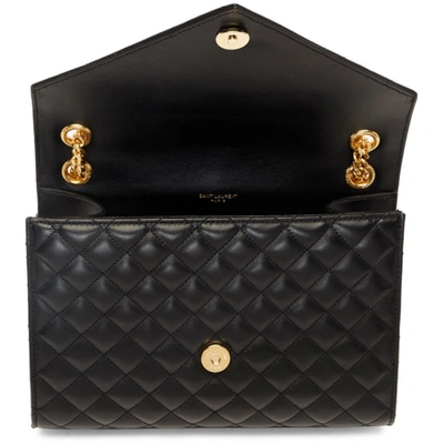 Shop Saint Laurent Black Medium Mix Matelassé Envelope Bag In 1000 Black