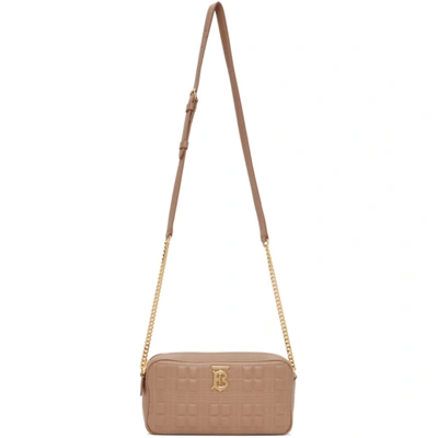 Shop Burberry Brown Quilted Camera Bag In Camel