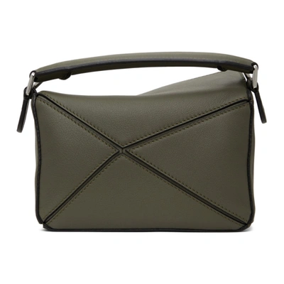 Shop Loewe Khaki Mini Puzzle Bag In 4160 Khaki