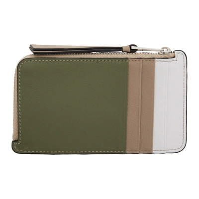 Shop Loewe Green And Beige Puzzle Coin Pouch In 3942 Sand/a