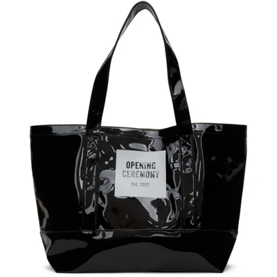 Shop Opening Ceremony Black Medium Box Logo Tote In Deep Smoke