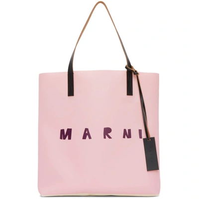 Shop Marni Pink And Beige Shopping Tote In Loc03 L Ros