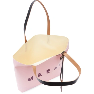 Shop Marni Pink And Beige Shopping Tote In Loc03 L Ros