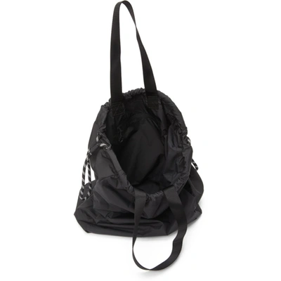 Shop Ganni Black Recycled Tech Drawstring Tote In 099 Black