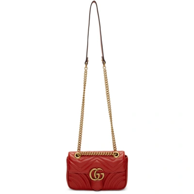 Shop Gucci Red Mini Gg Marmont 2.0 Shoulder Bag In 6433 Red