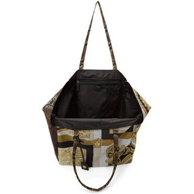 Shop Versace Yellow Mixed Print Tote In Dnmov Gold