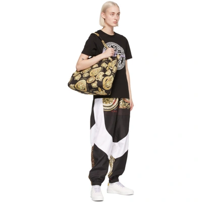 Shop Versace Yellow Mixed Print Tote In Dnmov Gold