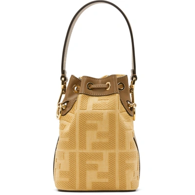 Shop Fendi Beige Raffia 'forever ' Mini Mon Trésor Bag In F1b1c Wheat