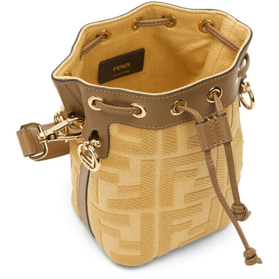 Shop Fendi Beige Raffia 'forever ' Mini Mon Trésor Bag In F1b1c Wheat