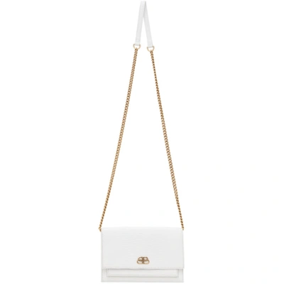 Shop Balenciaga White Lizard Sharp Chain Shoulder Bag In 9000 White