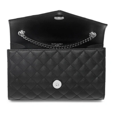 Shop Saint Laurent Black Small Mix Matelassé Envelope Bag In 1000 Black