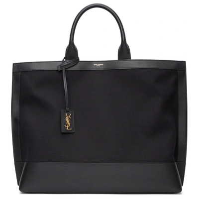 Shop Saint Laurent Black Shopping Tag Tote In 1000 Black