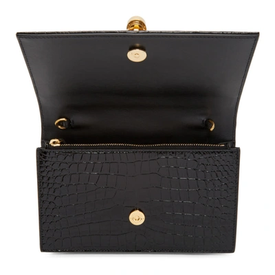 Shop Saint Laurent Black Croc Kate Tassel Chain Wallet Bag In 1000 Black